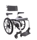 Side View Of The ActiveAid SC Self-Propelled Shower Commode Chair Shown With White Frame Color