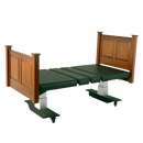 Side View Of The Assured Comfort Mobile Hi Low Adjustable Bed In The Elevated Height Position Shown In Natural Oak Finish Raised Panel Headboard And Footboard