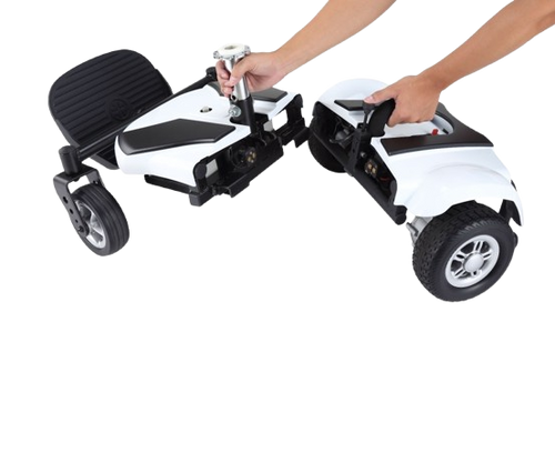 Side View Of The Base For The Merits Regal EZB Power Chair In White Color