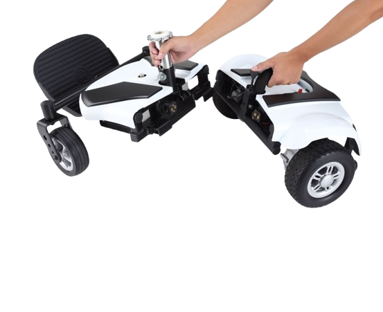 Side View Of The Base For The Merits Regal EZB Power Chair In White Color