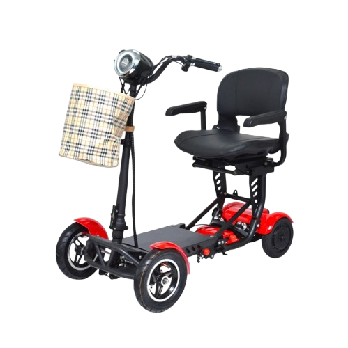 Side View Of The ComfyGo MS 3000 Mobility Scooter Shown In Red Color With Plus Size Seat