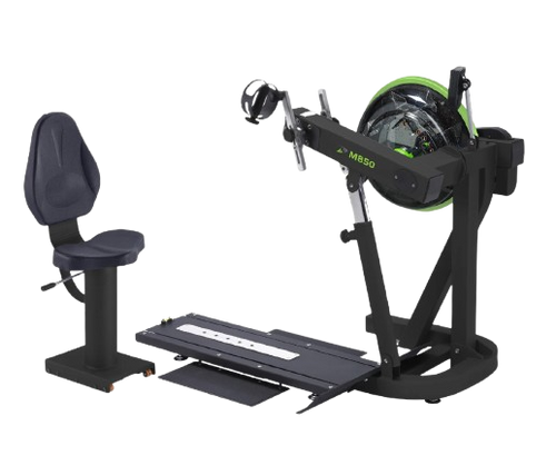 Side View Of The Dynamic Fluid Fitness M850 UBE Shown With Seat Section Removed