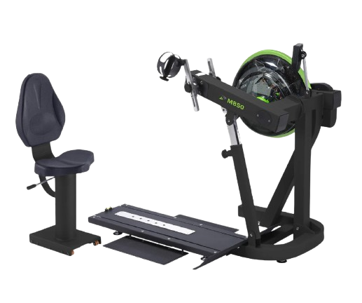 Side View Of The Dynamic Fluid Fitness M850 UBE Shown With Seat Section Removed