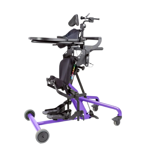 Side View Of The EasyStand Bantam Extra Small Standing Frame Shown In Purple Color