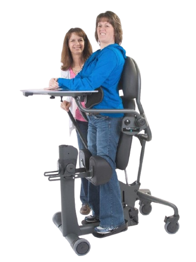 Side View Of The EasyStand Evolv Large Shown With A Woman Using The Stander And Another Woman Standing Next To Her