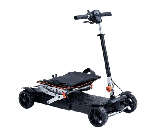 Side View Of The Feather 27X Mobility Scooter In The Half Folded Position