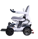 Side View Of The Golden Technologies Ally Sport Omnidirectional Electric Wheelchair Shown In White Color Demonstrating Its Folding Capability