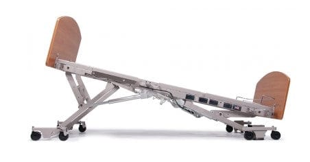 Side View Of The Graham Field Matrix 6200 Hi-Low Hospital Homecare Bed Shown In The Reverse Trendelenburg Position