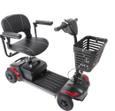Side View Of The Journey Adventure Mobility Scooter Shown In Forward Facing Seat Position In Red Color