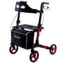 Side View Of The Journey Breeze UPWalker Rollator Shown In Red Color Left Side