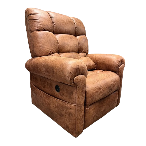 Side View Of The Journey Perfect Lift Chair With Duralux Fabric Shown In Tan Color