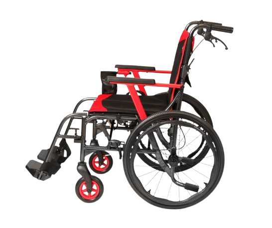 Side View Of The Journey So Lite C2 Wheelchair Left Side Shown In Red Color