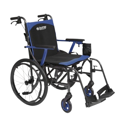 Side View Of The Journey So Lite C2 Wheelchair Right Side Shown In Blue Color