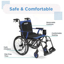 Side View Of The Journey So Lite C2 Wheelchair Right Side Shown In Blue Color Highlighting Key Features Of The Chair
