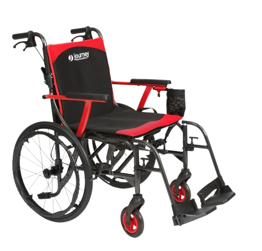 Side View Of The Journey So Lite C2 Wheelchair Right Side Shown In Red Color