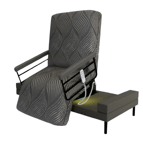 Side View Of The Journey UPbed Independence Rotating Adjustable Lift Bed In The Lifted Chair Position