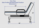 Side View Of The Journey UPbed Sleep-To-Stand Adjustable Bed In The Elevated Head Position Twin Dimensions