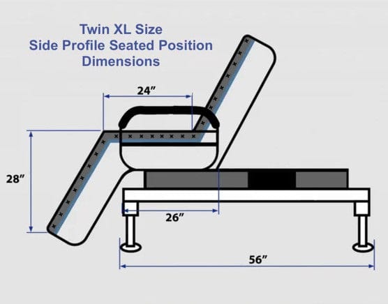 Side View Of The Journey UPbed Sleep-To-Stand Adjustable Bed In The Seated Position Twin XL Dimensions