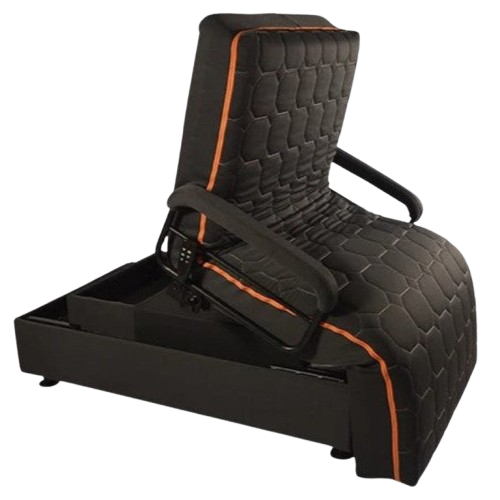 Side View Of The Journey UPbed Sleep-To-Stand Adjustable Bed Shown In The Chair Position