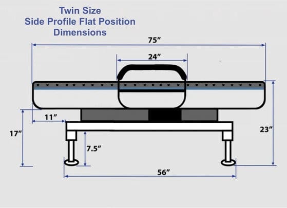 Side View Of The Journey UPbed Sleep-To-Stand Adjustable Bed Twin Dimensions