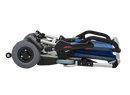 Side View Of The Journey Zinger Electric Wheelchair Shown In Blue Color In The Folded Position