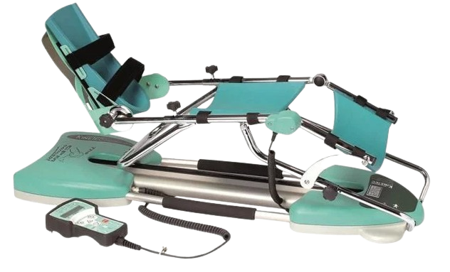 Side View Of The Kinetec Spectra Knee CPM Machine With The Remote Control