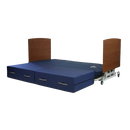 Side View Of The Med Mizer AllCare AC-C Ultra Low Adjustable Bed Shown With Mahogany Boards And Safety Mat