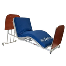 Side View Of The Med Mizer AllCare AC-N Ultra Low Adjustable Bed In The Elevated Chair Position Shown With Mahogany Boards