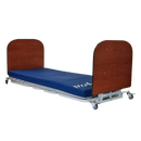 Side View Of The Med Mizer AllCare AC-N Ultra Low Adjustable Bed In The Flat Position Shown With Mahogany Boards