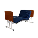 Side View Of The Med Mizer AllCare AC-N Ultra Low Adjustable Bed In The Height Elevated Chair Position Shown With Cherry Boards
