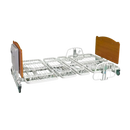 Side View Of The Med Mizer EX8000 Bariatric Adjustable Bed Shown With Cherry Board Finish And 1/4 Length Side Rails In The Flat Position