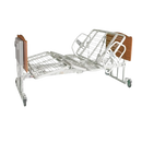 Side View Of The Med Mizer EX8000 Bariatric Adjustable Bed With Cherry Finished Boards And Shown With 1/4 Length Side Rails