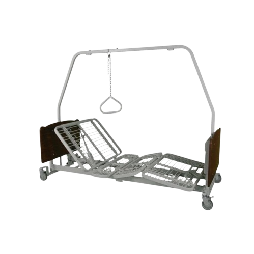 Side View Of The Med Mizer EX8000 Bariatric Adjustable Bed With Trapeze Attachment