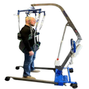 Side View Of The Med Mizer MedRiser Patient Lift With Man Operating The Lift In A Sling