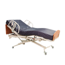 Side View Of The Med Mizer RetractaBed Adjustable Bed Shown With 2 Position 1/4 Length Side Rail Set, Mattress, And Cherry Boards