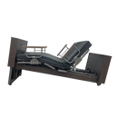 Side View Of The Med Mizer Select Care Adjustable Bed Shown With Side Rails Mattress In The Trendelenburg Position