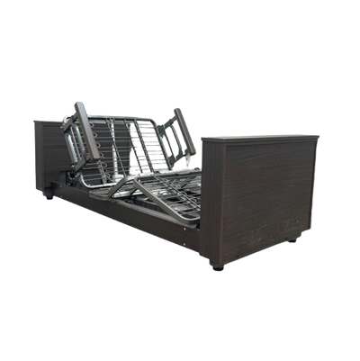 Side View Of The Med Mizer Select Care Adjustable Bed With Side Rails
