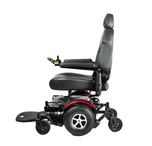 Side View Of The Merits Vision Sport Power Chair In Red Color