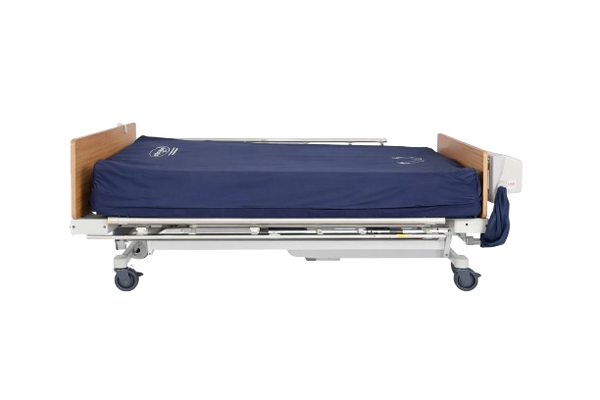 Side View Of The ObboMed OB-2600 Advanced Low Air Loss Alternating Pressure Mattress Shown In The Flat Position