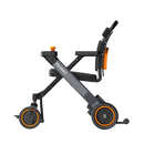 Side View Of The Paiseec W1 Lightweight 2‑in‑1 Electric Wheelchair Shown In The Unfolded Position With Orange Color 