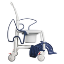 Side View Of The Rebotec Bonn Shower Commode Chair Shown With One Leg Rest And One Armrest In The Adjusted Position