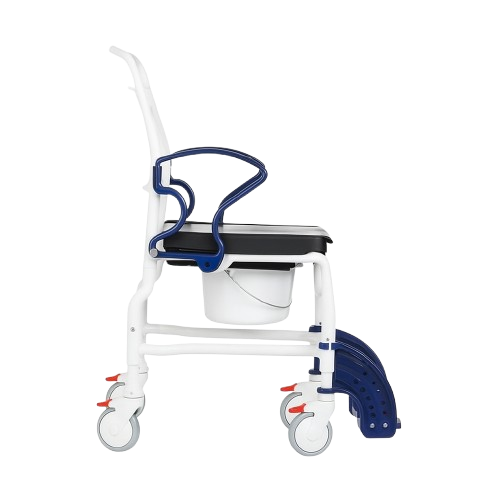 Side View Of The Rebotec Frankfurt Height Adjustable Shower Commode Chair