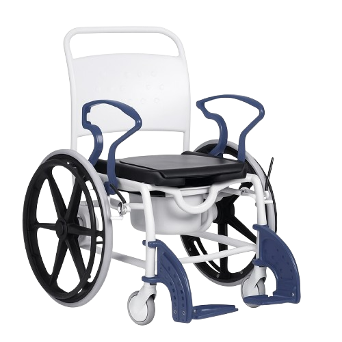 Side View Of The Rebotec Miami Shower Commode Wheelchair