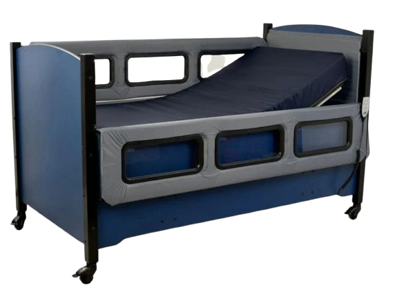 Sleep Safe 2 Medium Bed Full Size Blue Finish Taupe Padding Electric Articulation