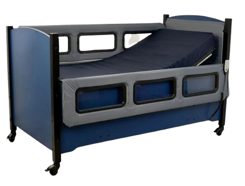Sleep Safe 2 Medium Bed Full Size Blue Finish Taupe Padding Electric Articulation
