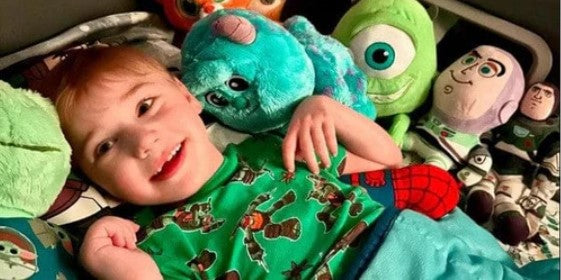Sleep Safe 2 Medium Bed Full Size Child Smiling With Toys