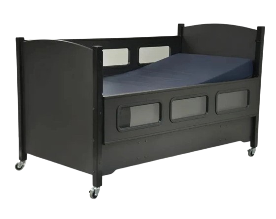 Sleep Safe 2 Medium Bed Full Size Side View Black Finish No Padding