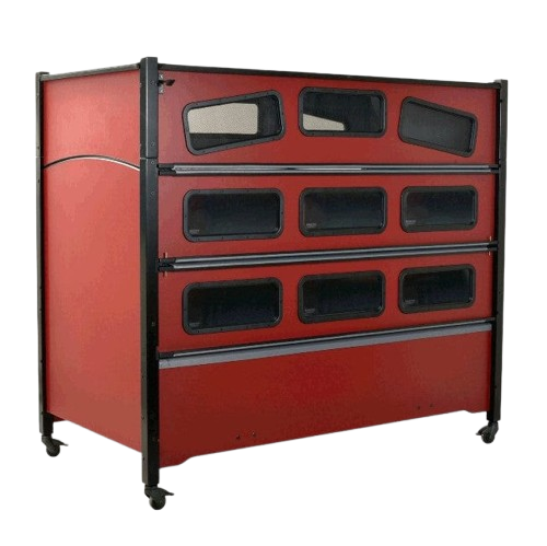 Sleep Safe Extension Bed Full Size Side View Red Finish Closed Door