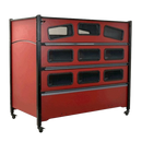 Sleep Safe Extension Bed Full Size Side View Red Finish Closed Door