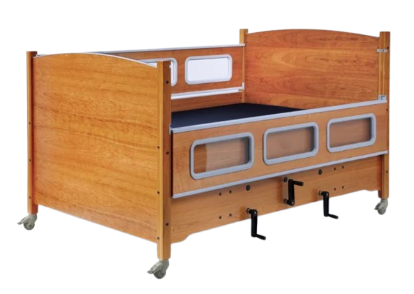 Sleep Safe Low Bed Side View Wooden Without Padding Manual Articulation